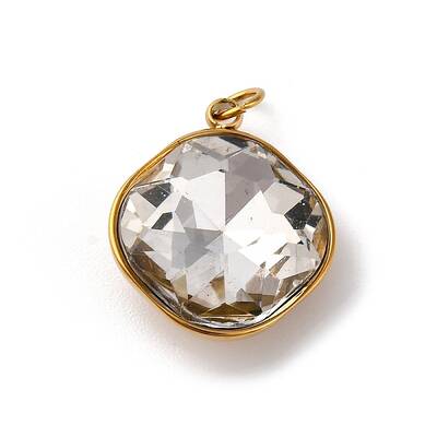 316 Stainless Steel Faceted Glass Pendants