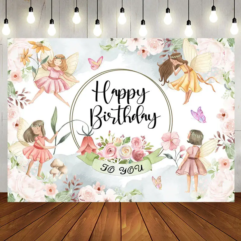Flower Fairy Fairyland Birthday Backdrop For Gril - Aperturee