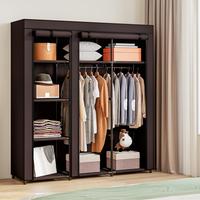 Portable Wardrobe Closet Storage Organizer Metal Hanging Rack Non-Woven Fabric Bedroom Design