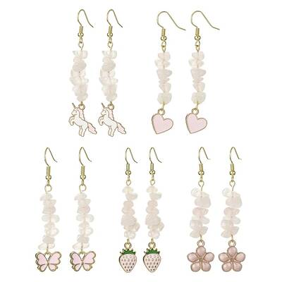 Natural Quartz Crystal Chips Dangle Earrings