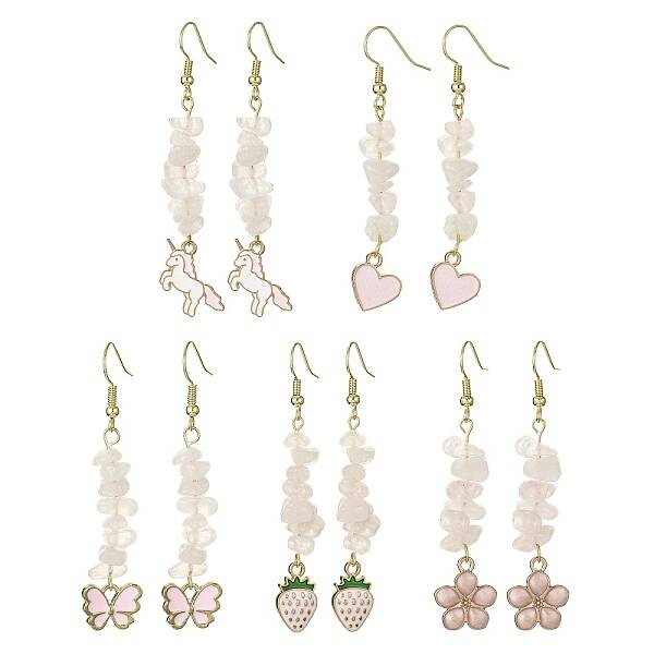 Natural Quartz Crystal Chips Dangle Earrings