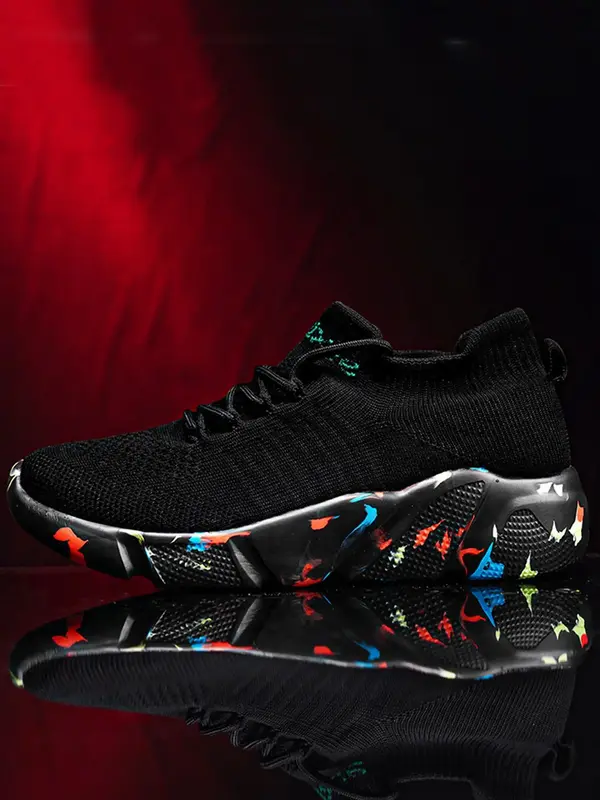 Letter Low Top Mens Sneakers, Comfortable Sports Men's Sneakers, Round Toe Shoes for Daily Wear, Perfect Gift for Dad