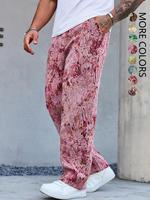 Men's Floral Pattern Pants, Street Fashion Casual Loose Trousers for Daily Wear, Men's Bottoms for All Seasons