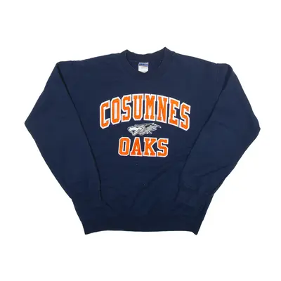 GILDAN Cosumnes Oaks High School USA Sweatshirt Blue Crew Neck Mens S