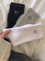 Women's 3 Pairs Love Heart Print Crew Socks, Cute Casual Moisture Wicking Mid-calf Socks, Soft Comfy Breathable Socks for All...