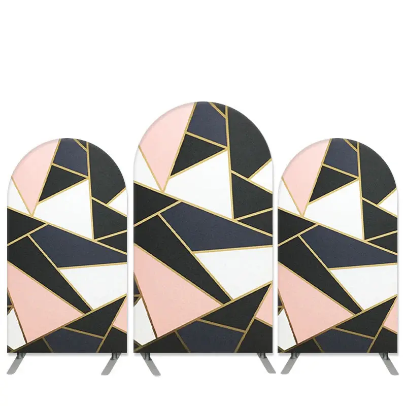 Aperturee Abstracted Pattern Theme Black Pink Birthday Arch Backdrop Kit | Circle Arch Backdrop Diy | Custom Chiara Arched Co...