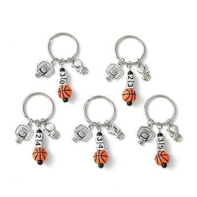 Number & Basketball Acrylic Beaded Pendant Keychain
