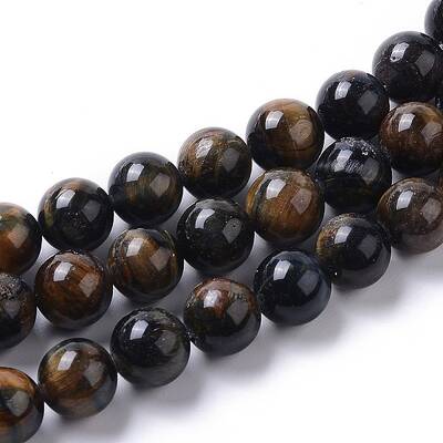 Grade AB Natural Blue Tiger Eye(Dyed & Heated) Beads Strands