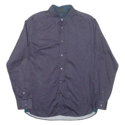 TED BAKER Mens Shirt Blue Geometric Long Sleeve L