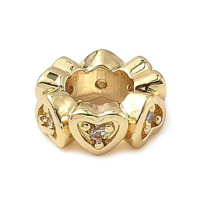 Brass Micro Pave Clear Cubic Zirconia European Beads