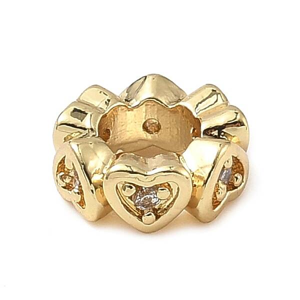 Brass Micro Pave Clear Cubic Zirconia European Beads