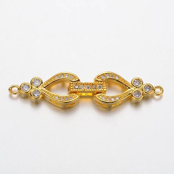 Brass Micro Pave Cubic Zirconia Fold Over Clasps