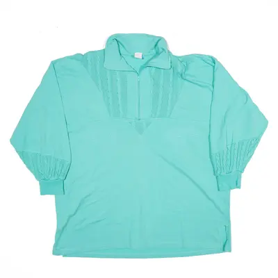 Sweatshirt Green 1/4 Zip Womens L