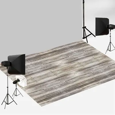 Aperturee Light Grey Classic Texture Wooden Floor Backdrop | Wood Fabric Floor Mat Photography | Floor Background For Photogr...