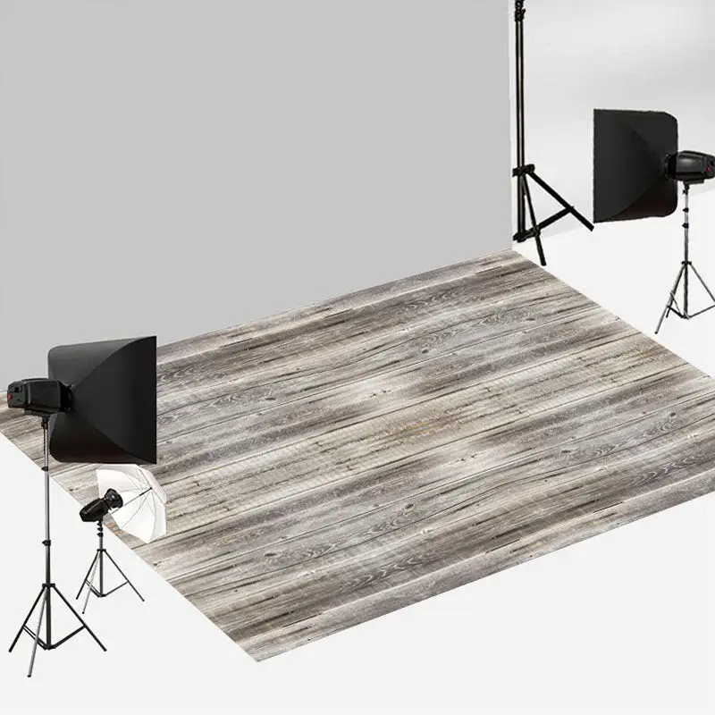 Aperturee Light Grey Classic Texture Wooden Floor Backdrop | Wood Fabric Floor Mat Photography | Floor Background For Photogr...