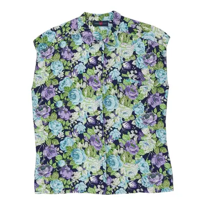 Les Copains Floral Blouse - Large Blue Viscose | Size: large