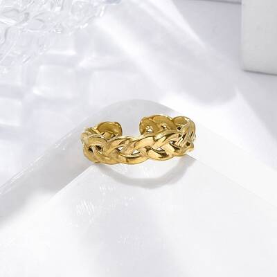 Twist Braid 304 Stainless Steel Open Cuff Rings for Women