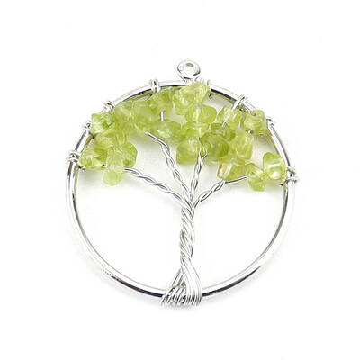 Natural Peridot Tree fo Life Pendants