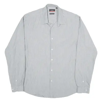 PIERRE CARDIN Plain Shirt Grey Long Sleeve Mens L