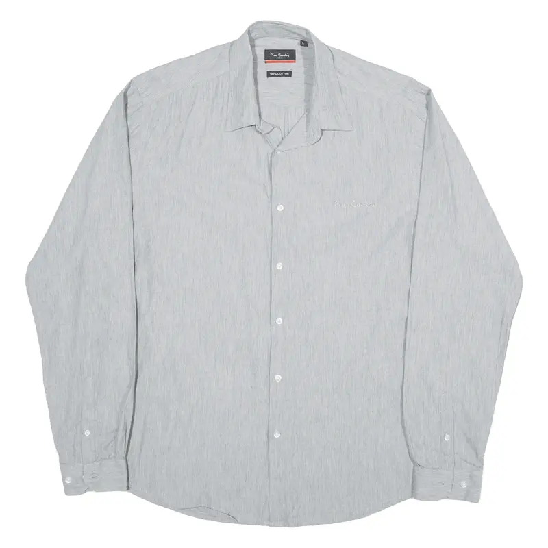 PIERRE CARDIN Plain Shirt Grey Long Sleeve Mens L