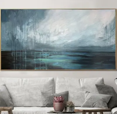 Large Abstract Landscape Painting on Canvas Modern Wall Art Original Arctic Nature Contemporary Creative Oil Painting | ARCTI...