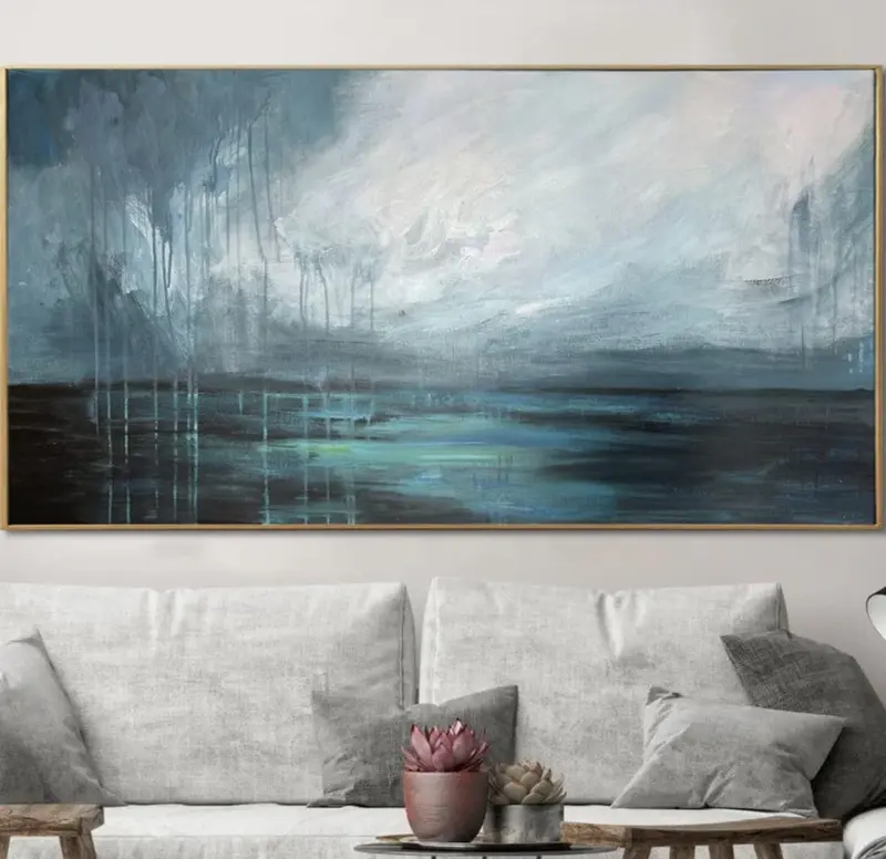 Large Abstract Landscape Painting on Canvas Modern Wall Art Original Arctic Nature Contemporary Creative Oil Painting | ARCTI...