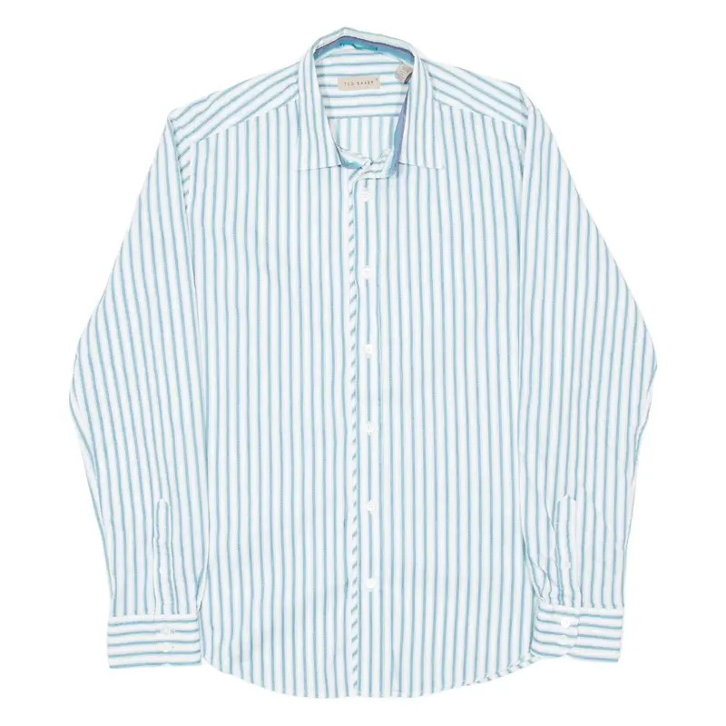 TED BAKER Mens Shirt Blue Striped Long Sleeve M