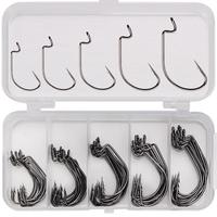 Fishing Hook Set, 50pcs/box Carbon Steel Crank Hook Set, Fishing Hook for Outdoor Fishing, Summer Gift
