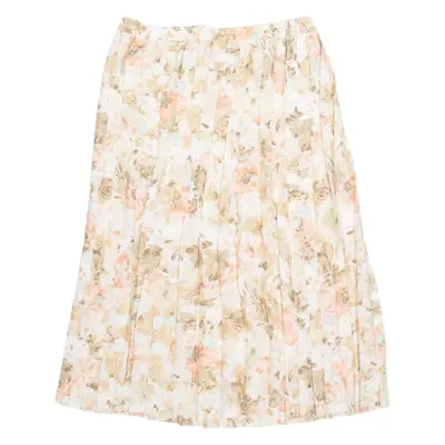 Womens Pleated Skirt Cream Knee Length Floral M