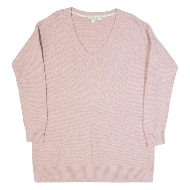 BODEN Womens Jumper Pink V-Neck Tight Knit Wool M