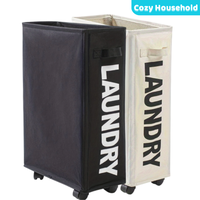 Large Collapsible Laundry Basket With Wheels, Aluminum Frame Laundry Hamper With Removable Wash Bag For Home Bathroom Dormito...