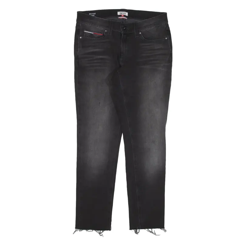 TOMMY HILFIGER Mid Rise Jeans Black Denim Slim Skinny Womens W31 L27