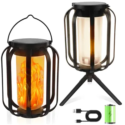 Halloween Decorative Lights Solar Lights Outdoor Light Strip Base, Upgraded Flashing Flame Outdoor Waterproof Lights, Solar L...