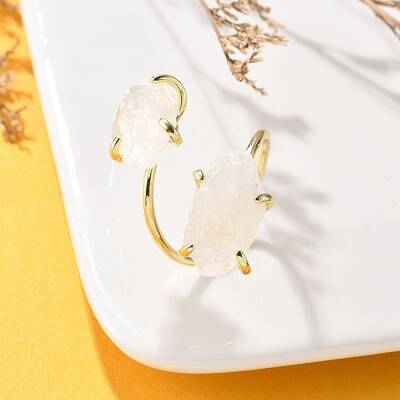 Natural Quartz Crystal Cuff Rings