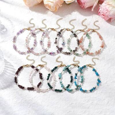 Natural Mixed Gemstone Chip Beaded Bracelets for Women
