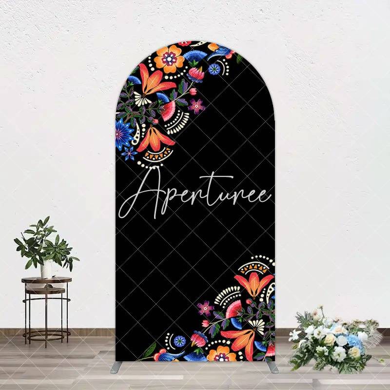 Aperturee Mexican Artistic Floral Black Birthday Arch Backdrop, 1.6X4FT(0.5X1.2M), 38.18 USD, arch backdrop kit, YMGD0Z04-A