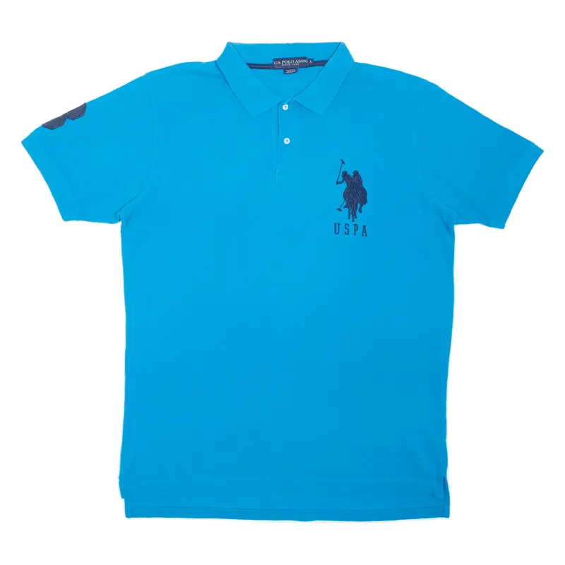 US POLO ASSN Polo Shirt Blue Short Sleeve Mens L