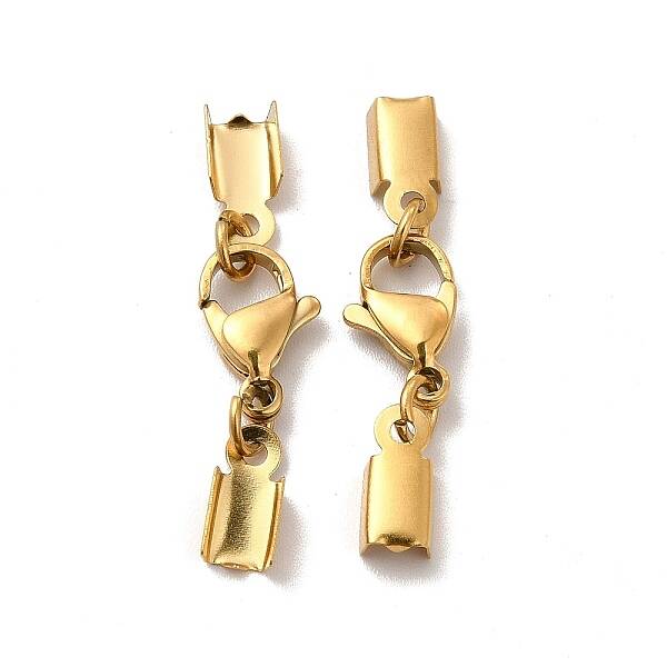 Ion Plating(IP) 304 Stainless Steel Lobster Claw Clasps with Cord Ends