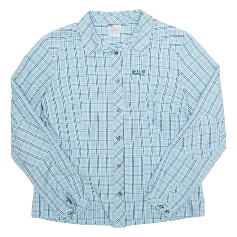 JACK WOLFSKIN Womens Shirt Blue Check Long Sleeve L
