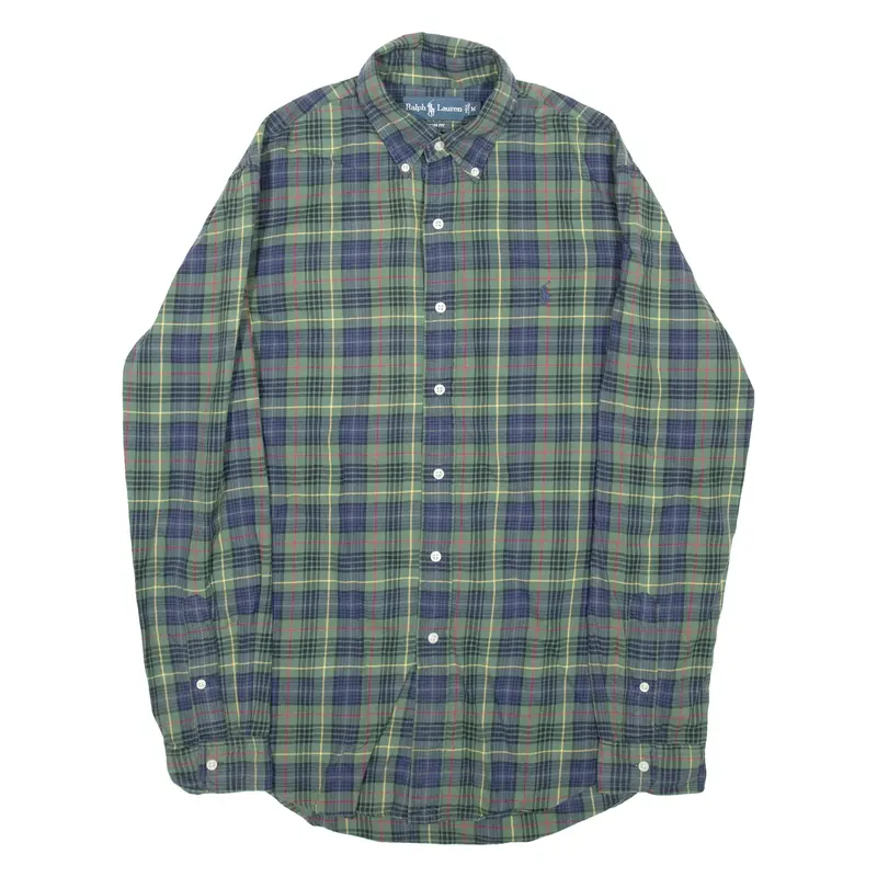 RALPH LAUREN Mens Shirt Green Check Long Sleeve M