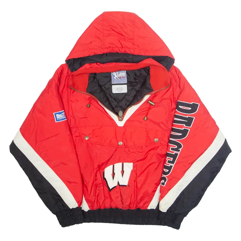 LEE Mens Pullover Jacket Red Nylon Hooded L