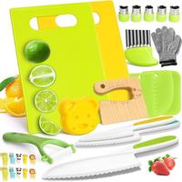 28PCS Toddler Play Kitchen Toys for Kids -Safe Kids Kitchen Set for Real Cooking Cutting Board Crinkle Cutters