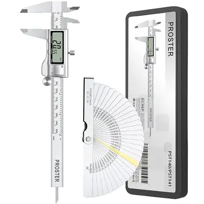 Proster Digital Vernier Caliper 6inch/150mm + 32 Feeler Gauges Dial Caliper Caliper Fraction/Inch/Metric Electronic Caliper M...