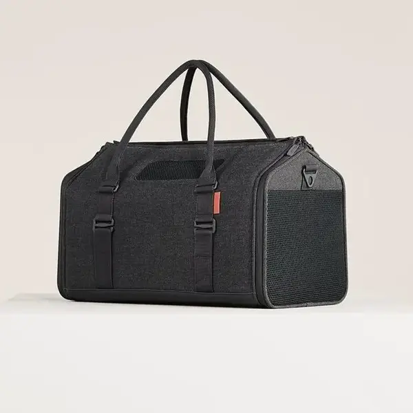 Porto Cat Carrier - Soft-Sided, Water-Resistant Canvas, Breathable Mesh Windows, Removable Faux Shearling Bedding, Cat Travel...