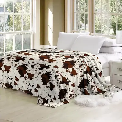 Cowprint Throw Blanket - Super Plush and Comfy - 100% Polyester - King/Queen/Twin Sizes Available