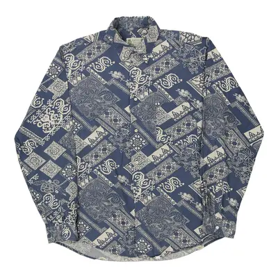 Knitter Patterned Shirt - XL Blue Cotton