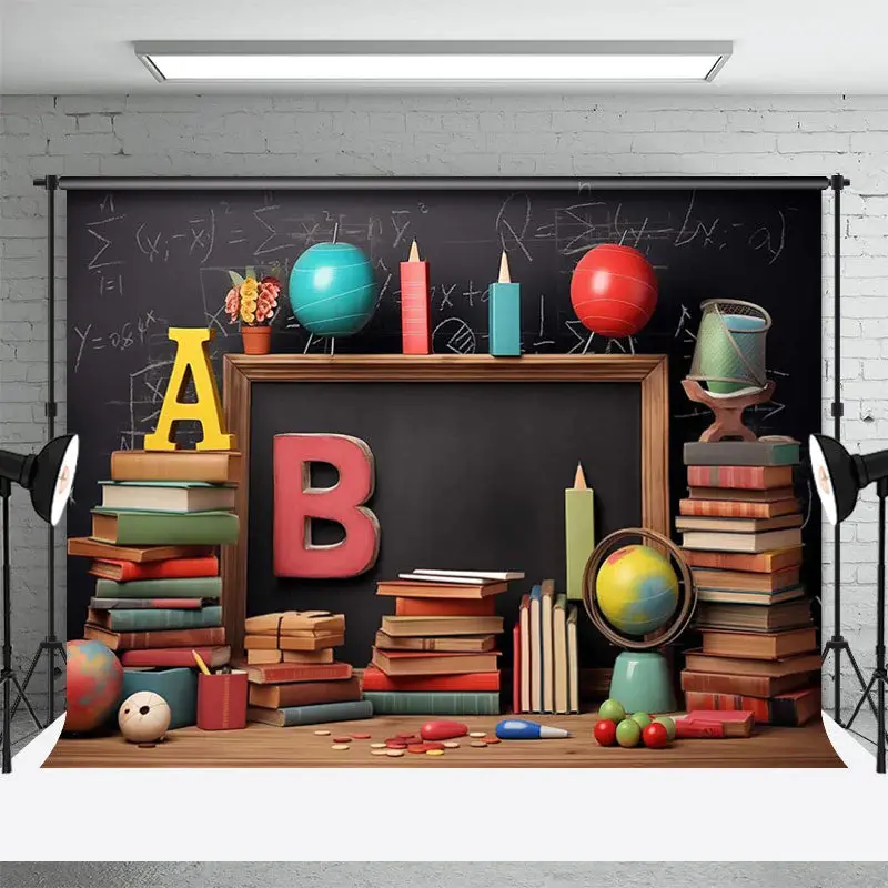 (Clearance | Ship In 24HR) Books Stationery Desk Back To School Party Backdrop