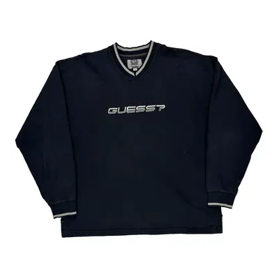 Guess Spellout Sweatshirt - Medium Black Cotton Blend | Size: medium