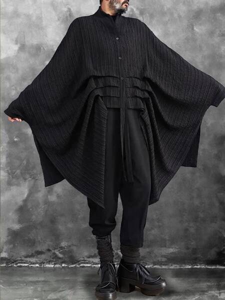 Unique Bat Sleeves Cape Tops, Black / M