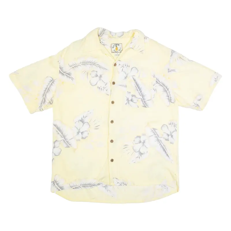 IVY CREW Mens Hawaiian Shirt Yellow Floral M